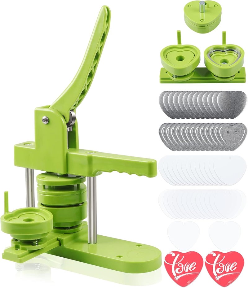 Happizza Heart-Shaped Button Maker Machine, Detachable Heart DIY Pin Button Maker Press Machine Kit, Badge Button Press Machine Pin Maker Machine with Free 100pcs Button Parts - Image 1